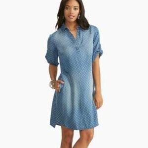 CATO Dot Cluster Chambray Shirt Dress Sz S